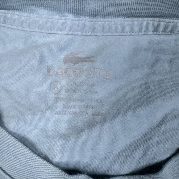 Lacoste Men's Size 6 Light Blue Casual Short Sleeve Crew Neck Cotton T-Shirt - Picture 2 of 4